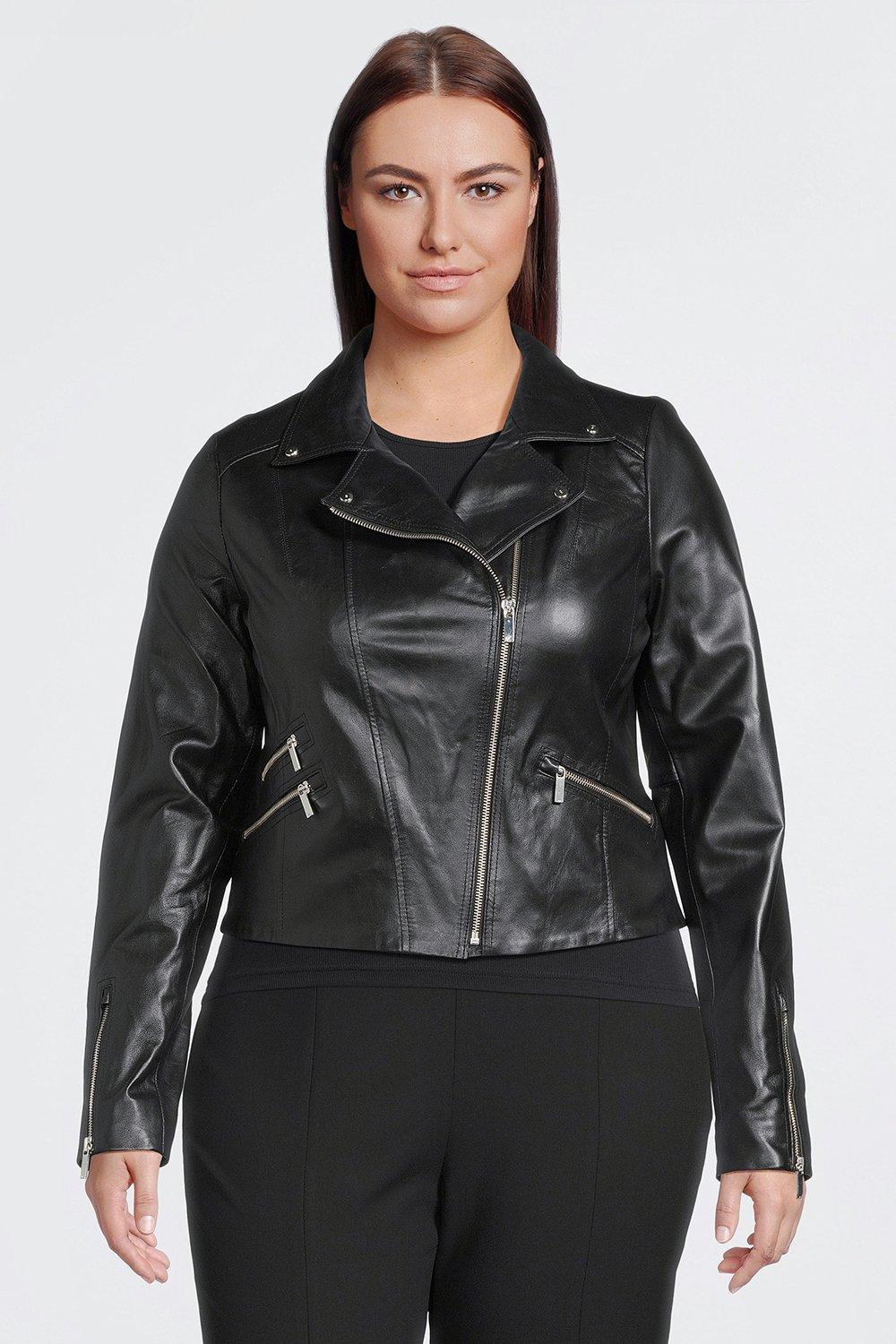 Plus size moto jacket with fur online