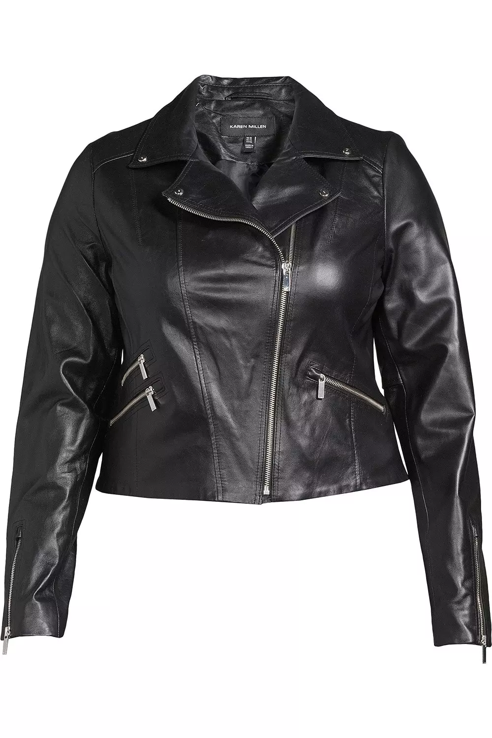 Plus Size Leather Signature Biker Jacket Karen Millen