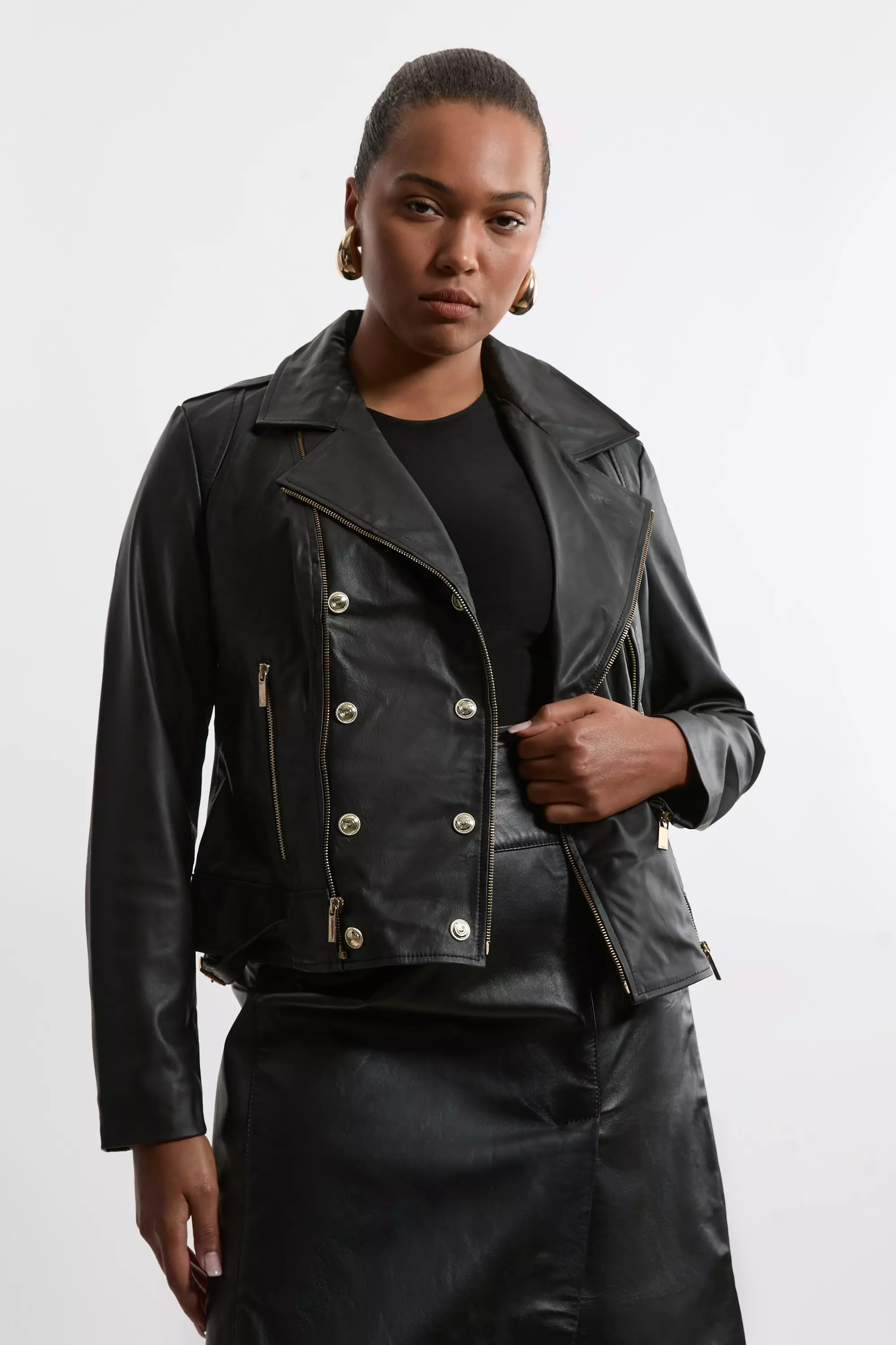 Plus Size Leather Military Biker Karen Millen