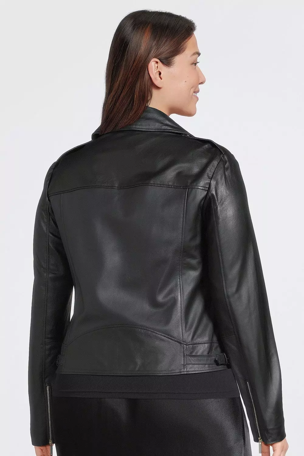 Ladies black leather jacket size 18 best sale