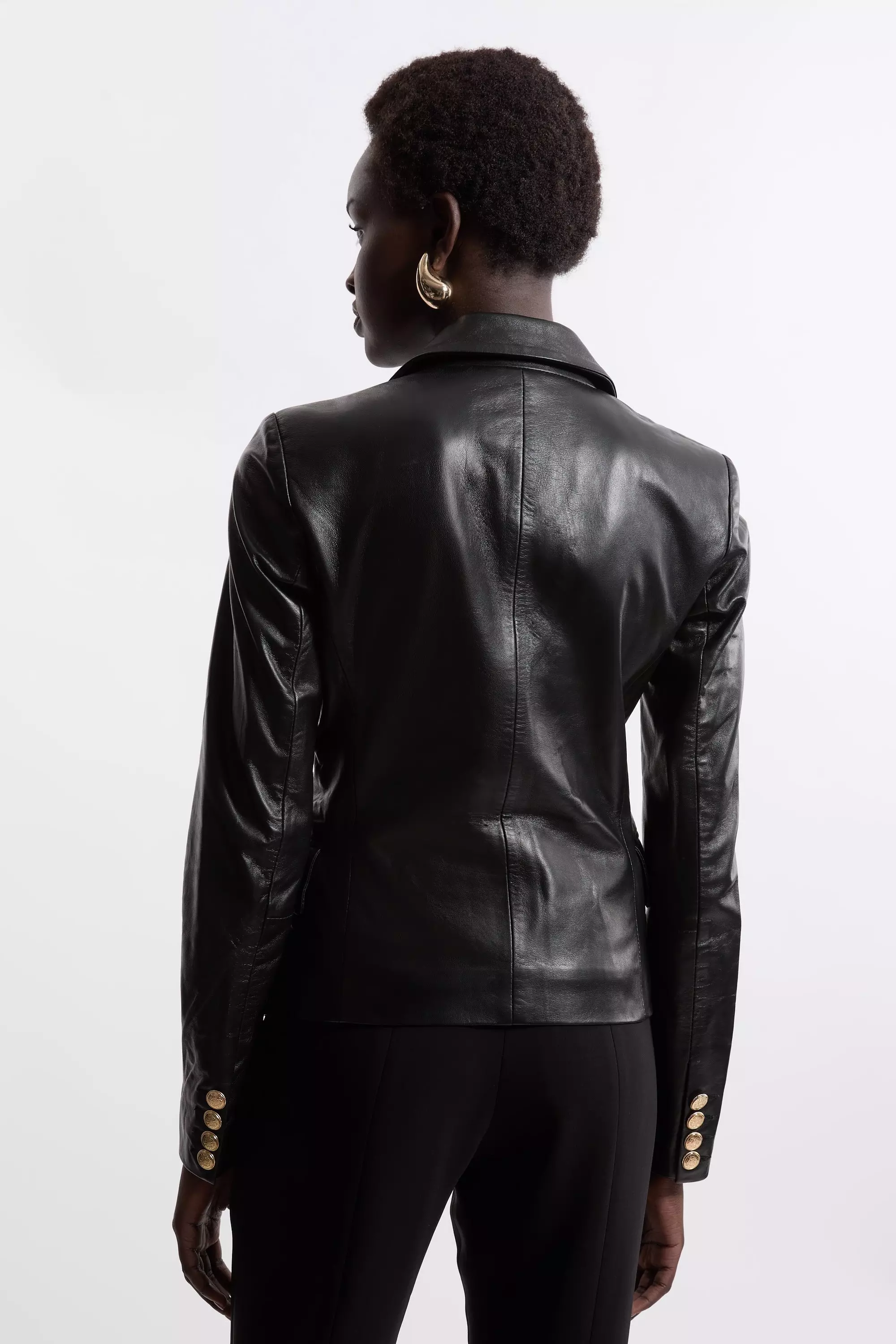 KAREN MILLEN レザーベルトショルダーディテール ジャケット Petite Military Leather Biker | Karen Millen