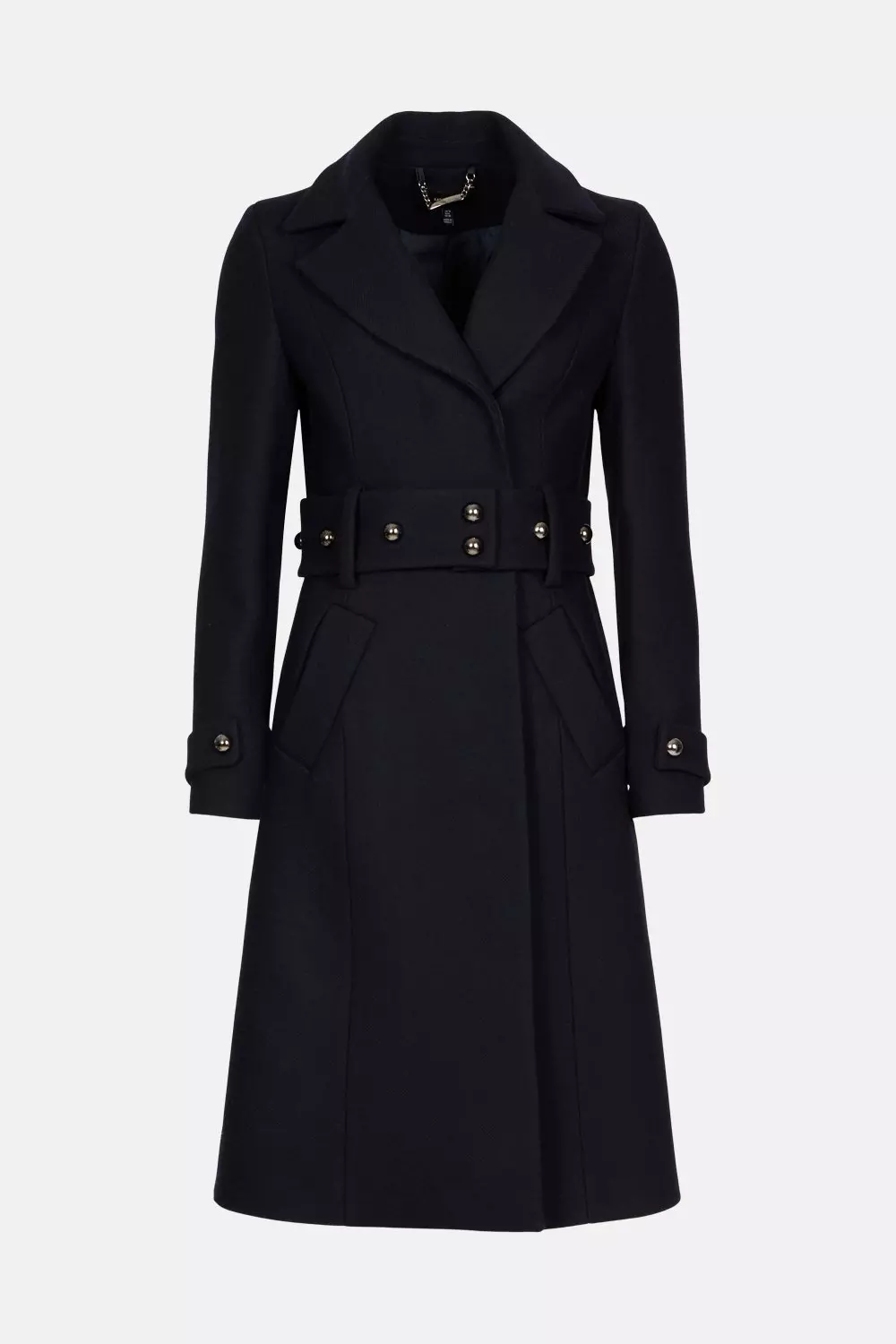 NWT Manhattan Long Belted Wool Blend Coat Navy Front Size shops 6