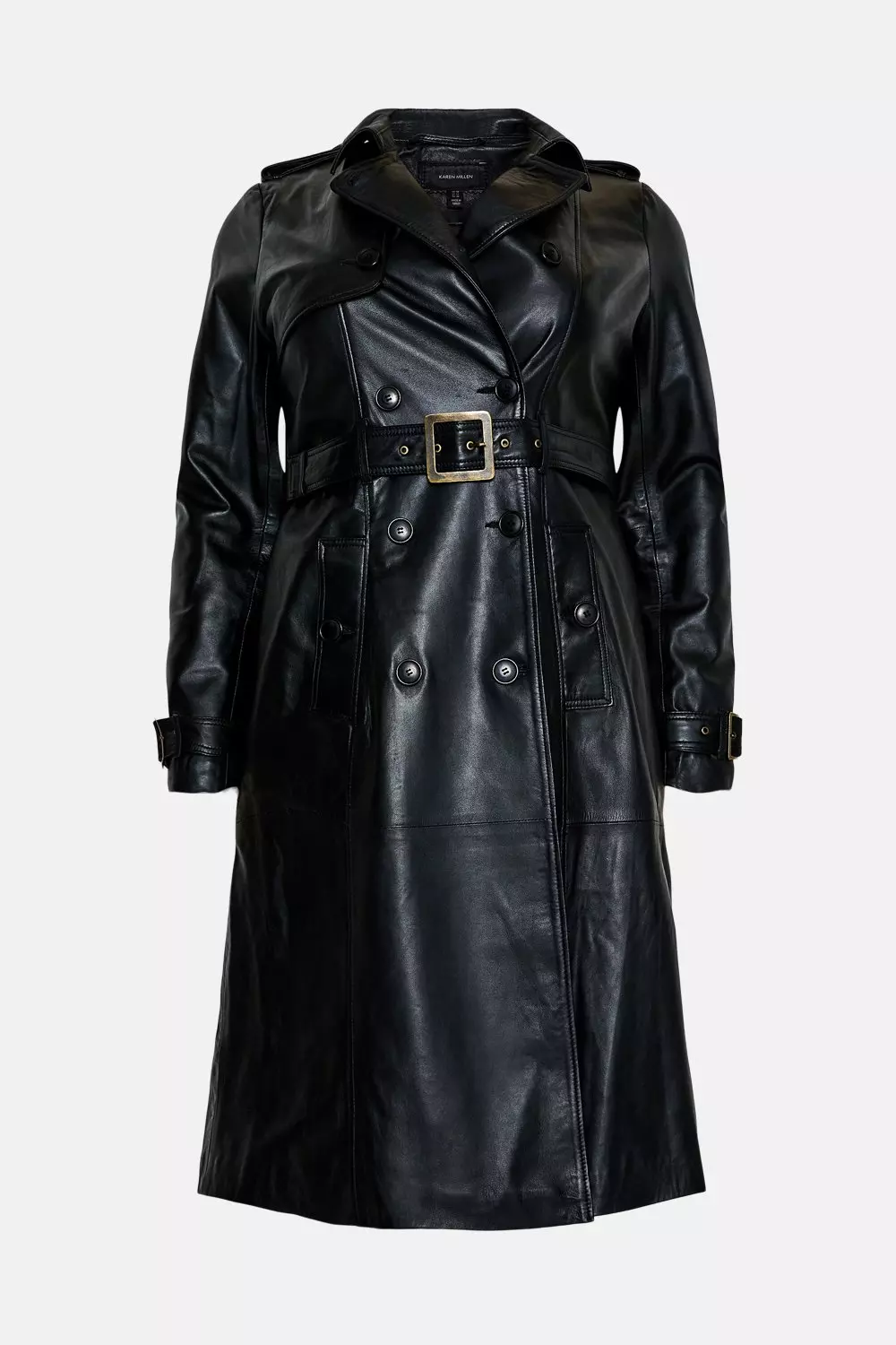 Plus Size Leather Trench Belted Coat Karen Millen