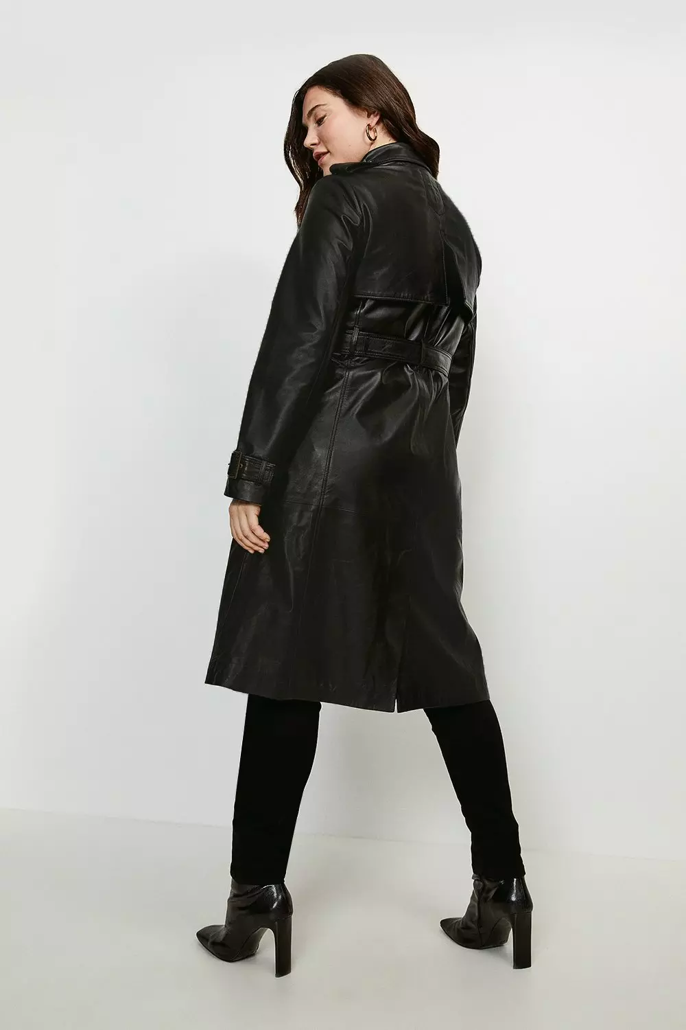 Plus size long leather coats online