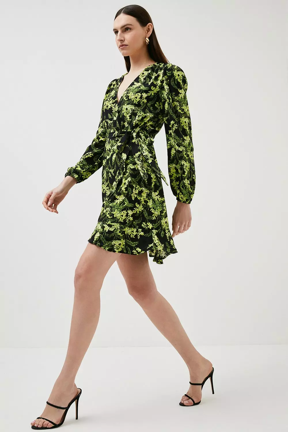 Yellow Floral Woven Wrap Mini Karen Millen