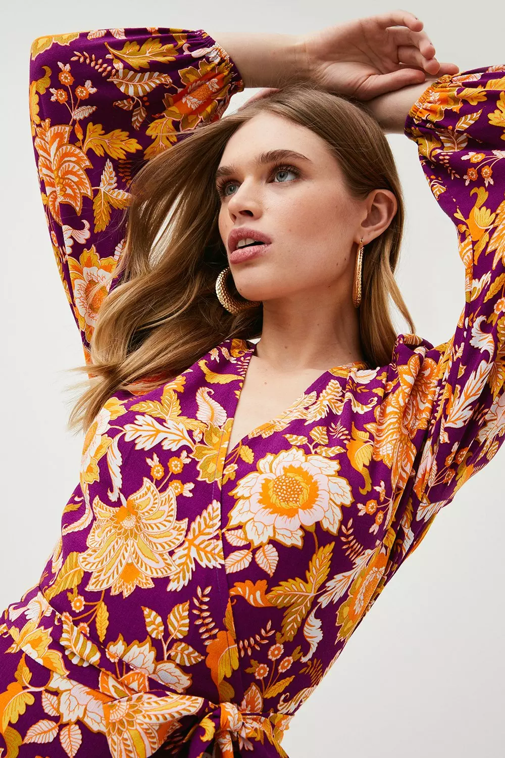 Fig Batik Floral Woven Wrap Midi alternative image