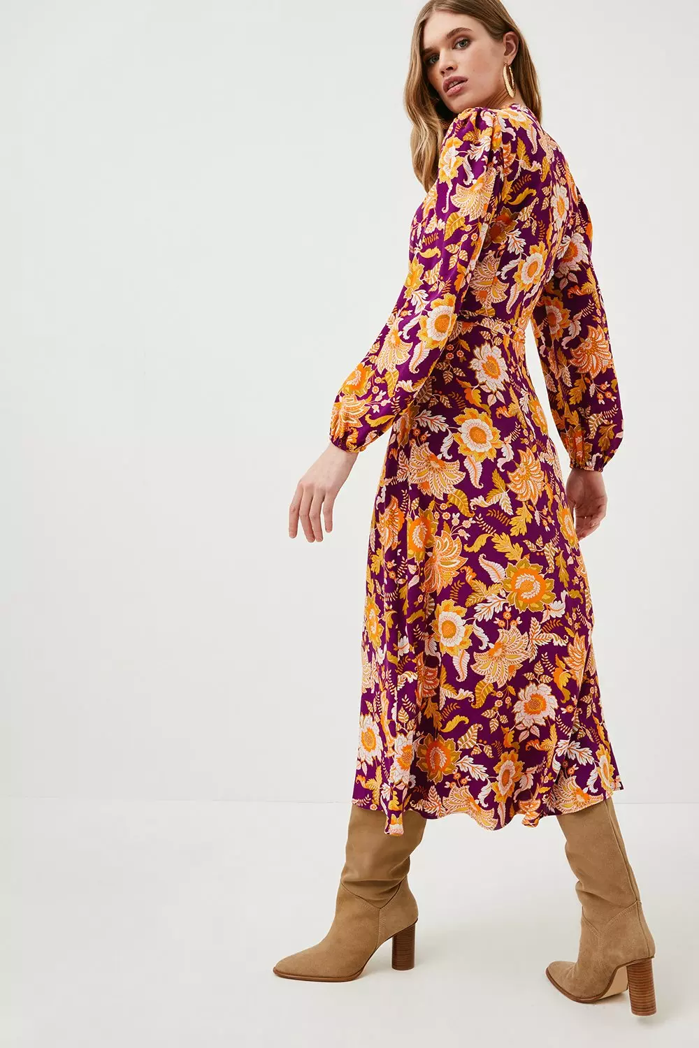 Fig Batik Floral Woven Wrap Midi alternative image