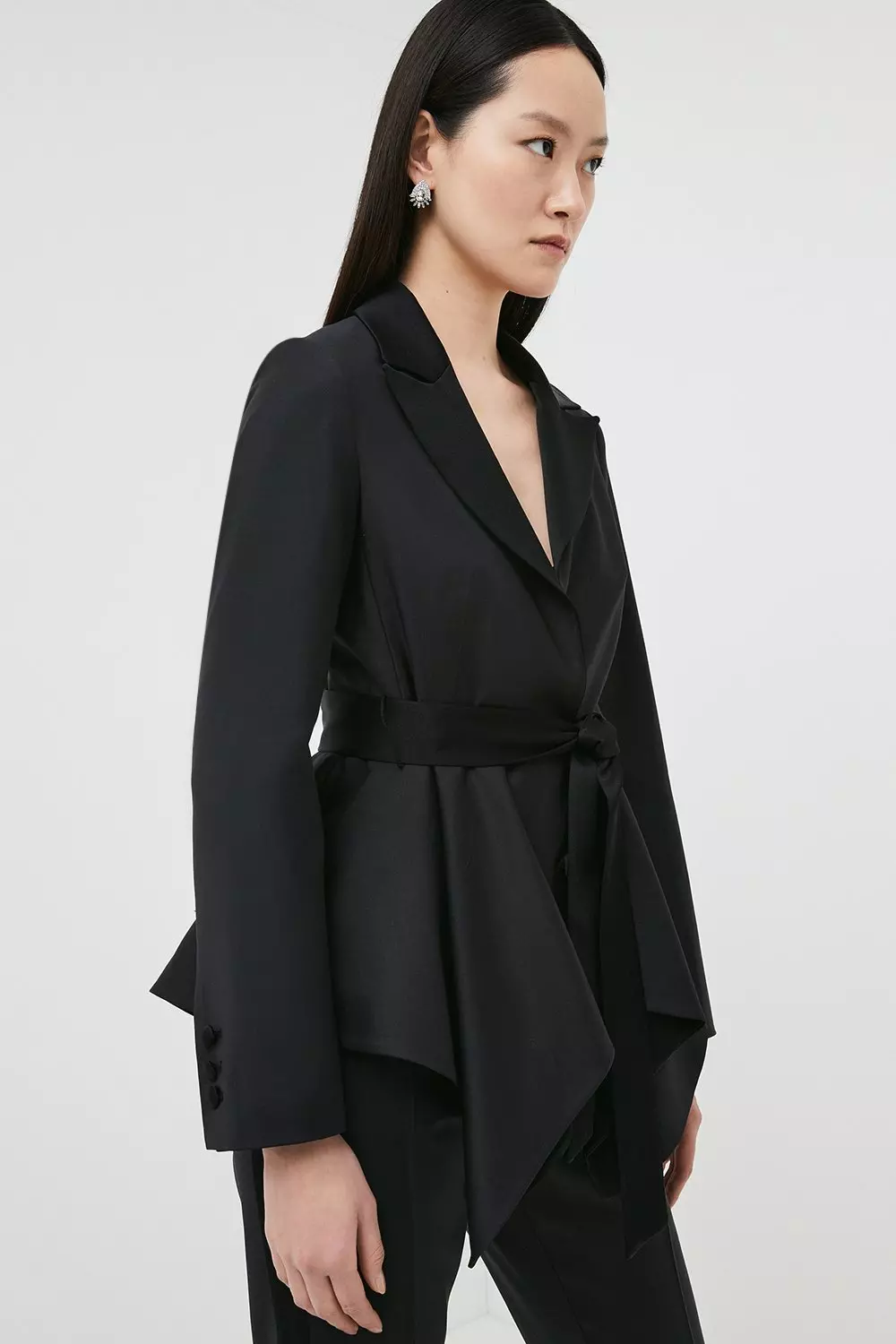 Wool Rich Satin Mix Peplum Jacket Karen Millen