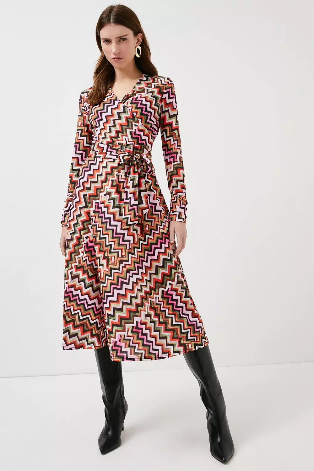 関税送料込【KAREN MILLEN】ツイルプロム織りミディドレス KAREN MILLEN】蝶ネクタイ ノースリーブミディドレス