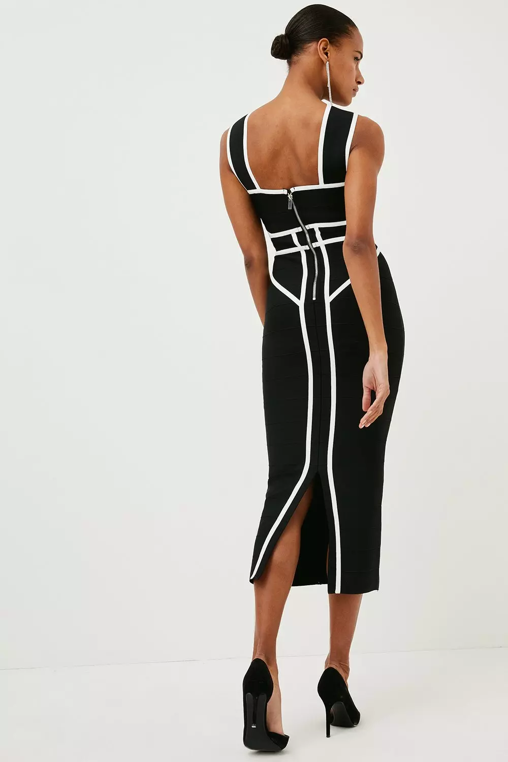エナメルDRESS Chain Waist Sleeveless Sheath Dress