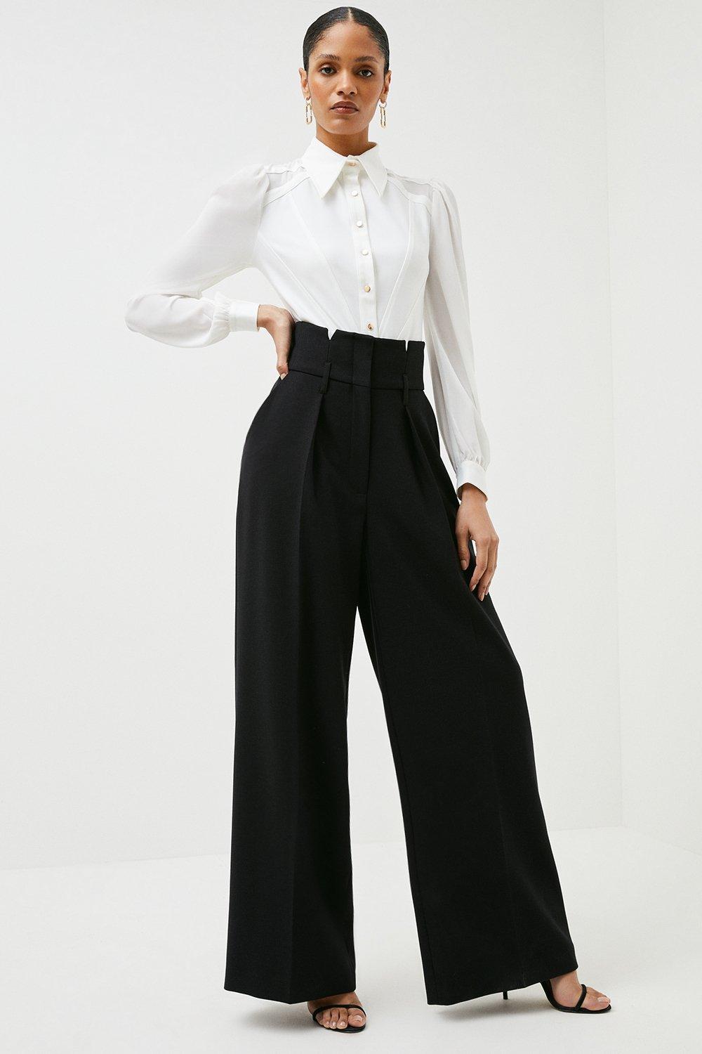 High waisted tailored pants hotsell