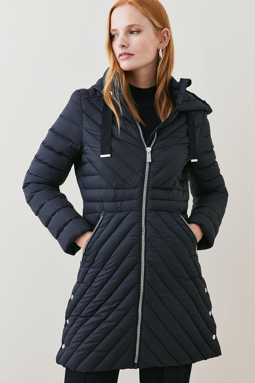 Down Filled Puffer Packable Midi Coat Karen Millen