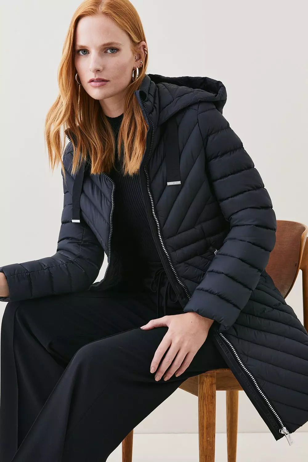 Down Filled Puffer Packable Midi Coat Karen Millen