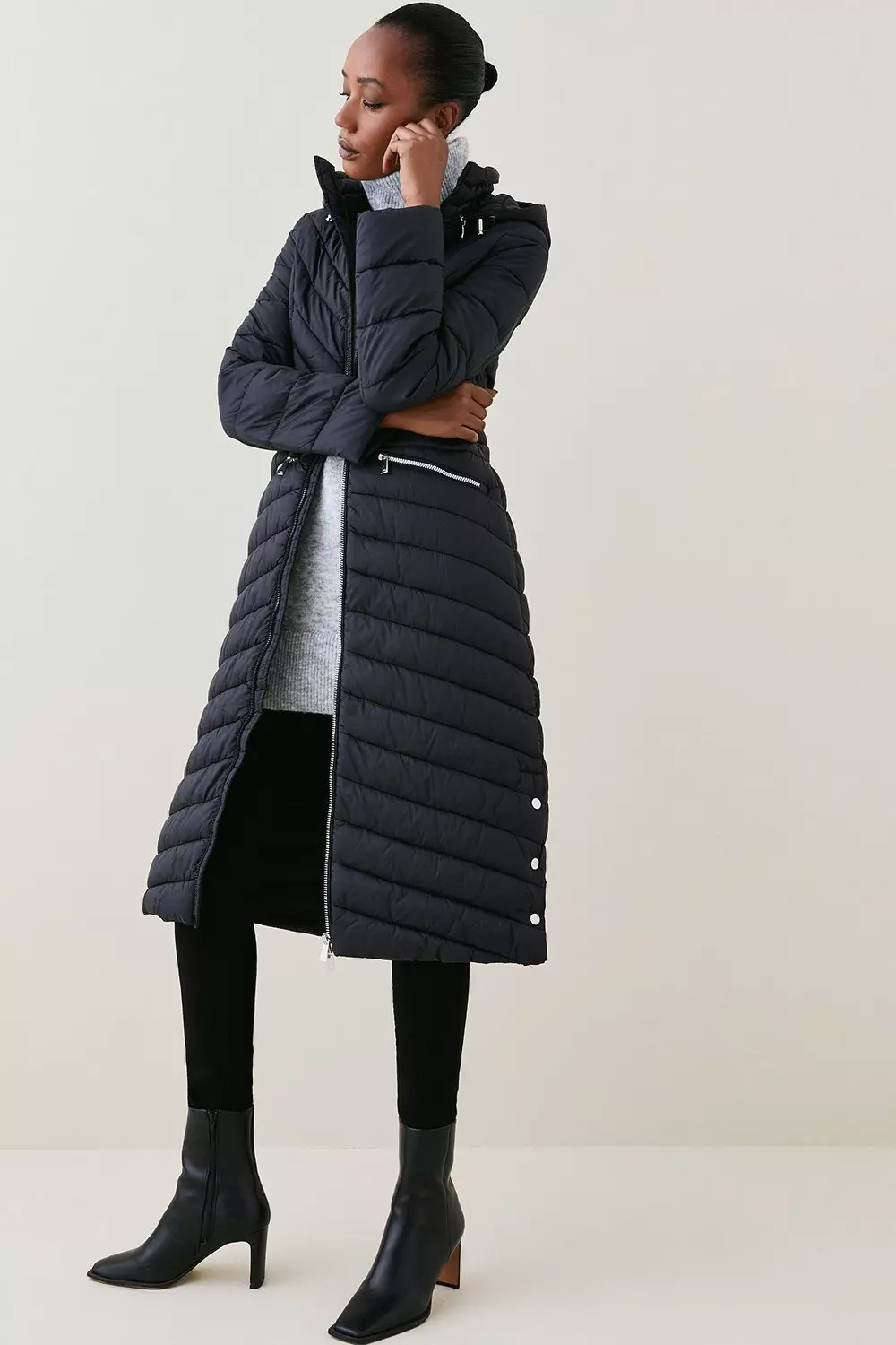 Lightweight Puffer Packable Longline Coat Karen Millen