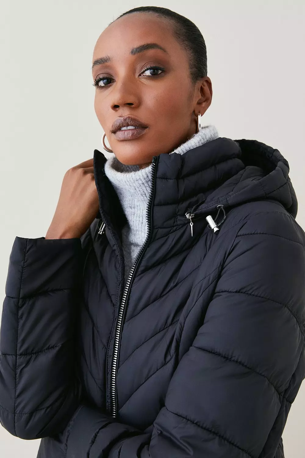 Longline lightweight puffer jacket on sale