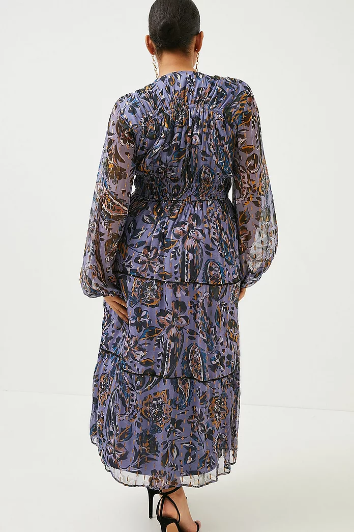 Plus Size Paisley Metallic Beaded Woven Dress | Karen Millen Plus Size Paisley Metallic Beaded Woven Dress | Karen Millen