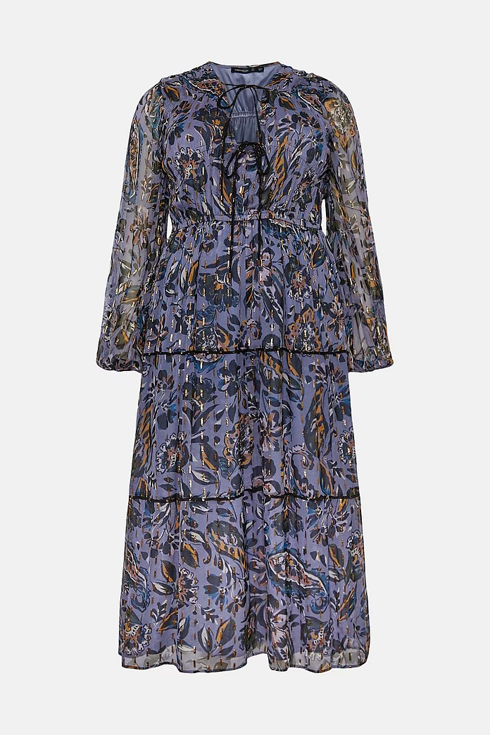 Plus Size Paisley Metallic Beaded Woven Dress | Karen Millen Plus Size Paisley Metallic Beaded Woven Dress | Karen Millen