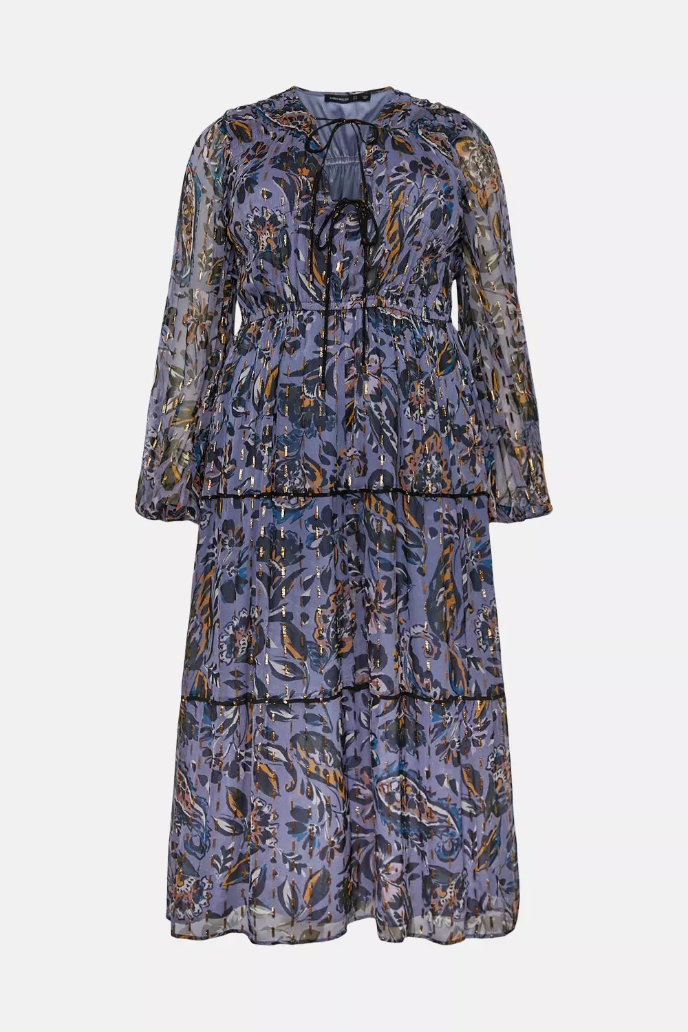 Plus Size Paisley Metallic Beaded Woven Dress | Karen Millen