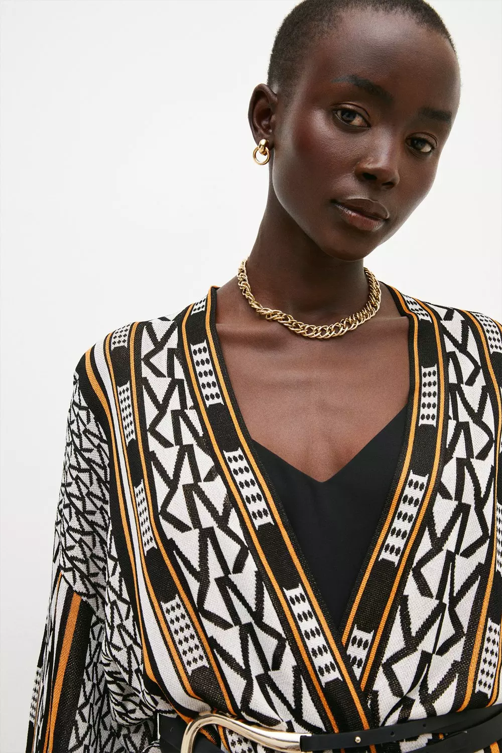 Km Logo Stripe Belted Kimono | Karen Millen