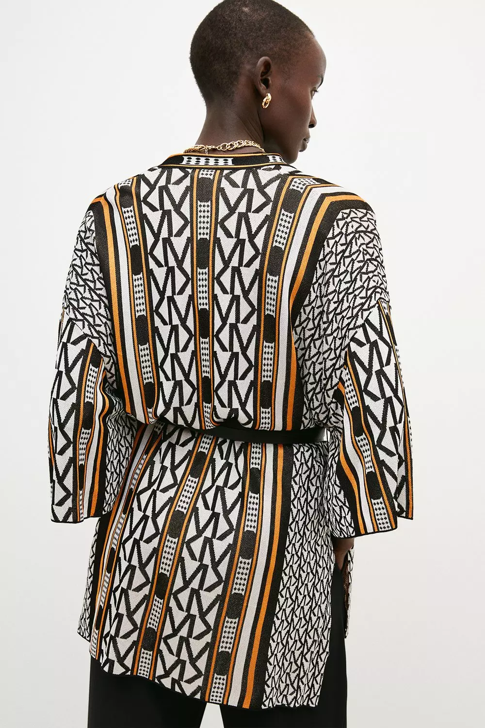 Km Logo Stripe Belted Kimono | Karen Millen