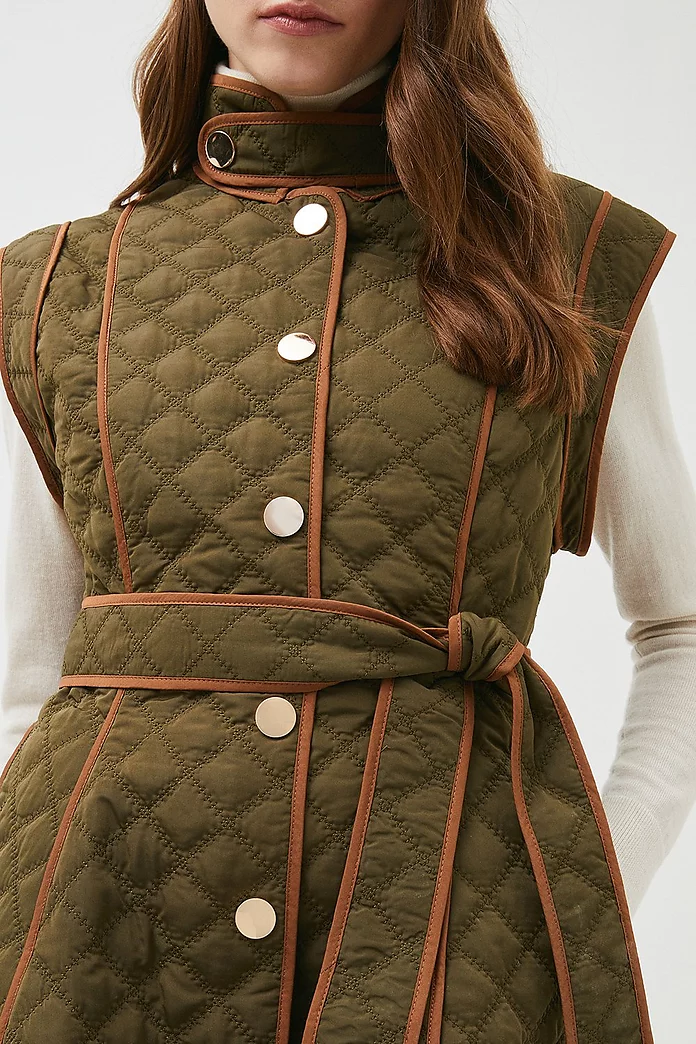 Short Peplum Hem Belted Quilt Vest | Karen Millen Short Peplum Hem Belted Quilt Vest | Karen Millen