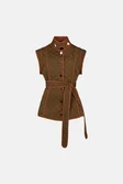Short Peplum Hem Belted Quilt Vest | Karen Millen Short Peplum Hem Belted Quilt Vest | Karen Millen