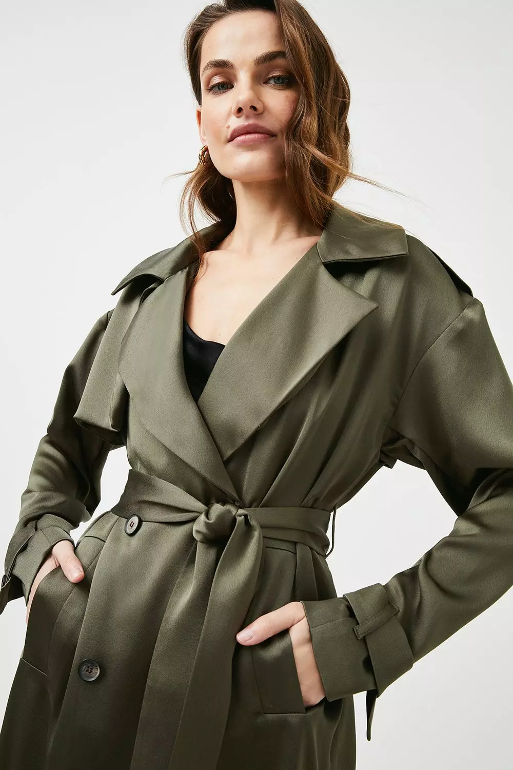 Satin Crepe Trench Coat Karen Millen