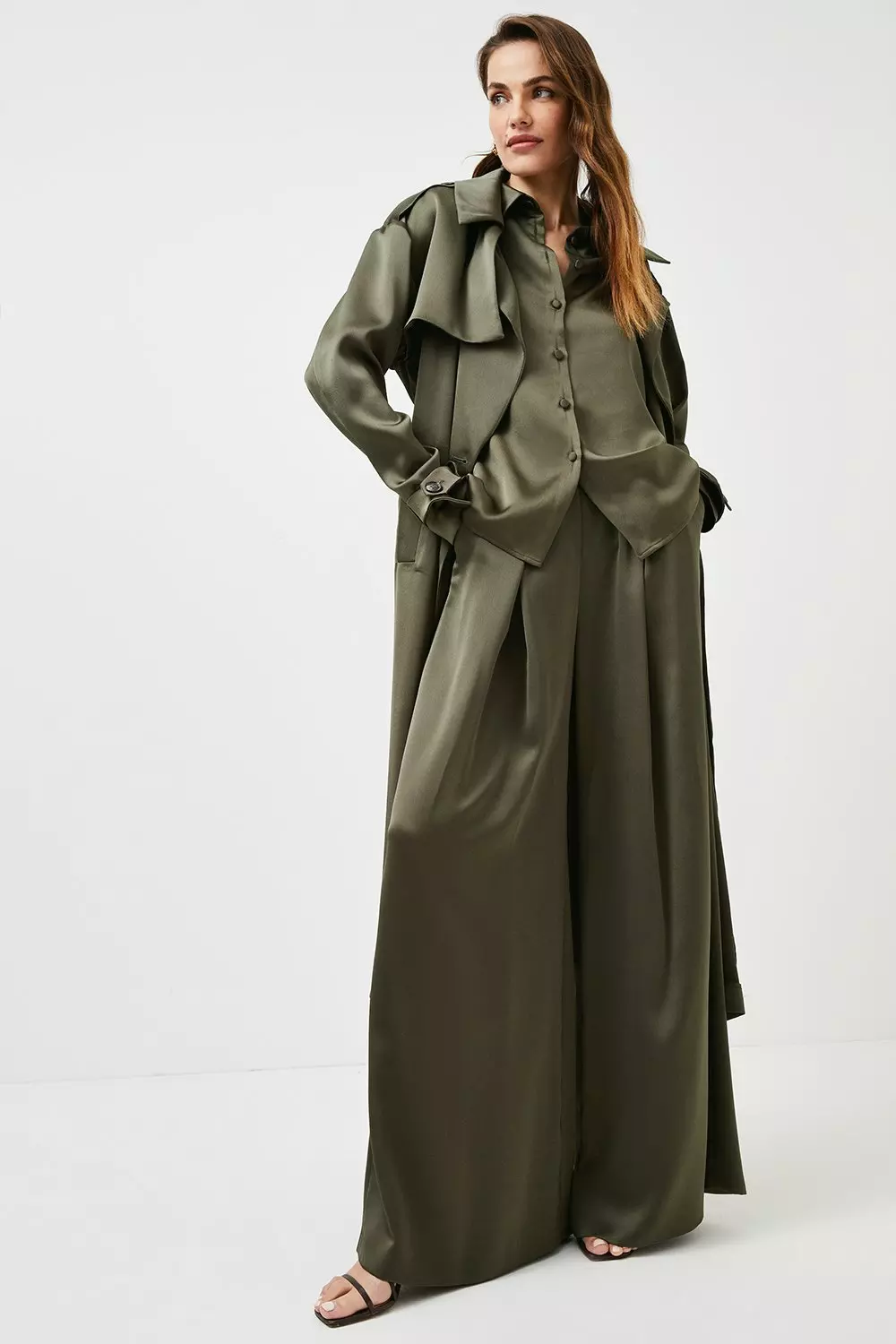 Satin Crepe Trench Coat Karen Millen