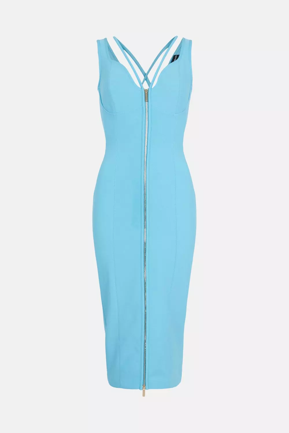 Figure Form Zip Front Woven Midi Dress | Karen Millen