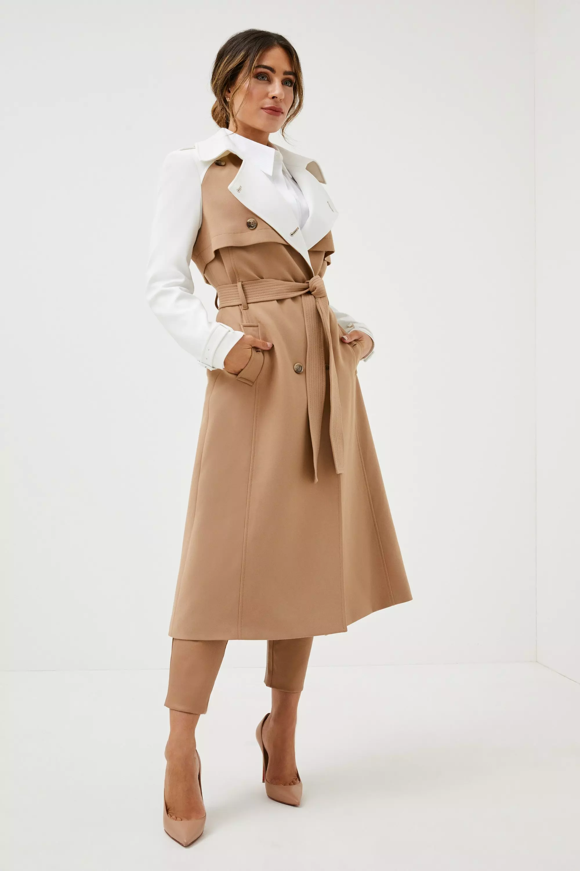 Lydia Millen Compact Stretch Colourblock Trench Coat Karen Millen