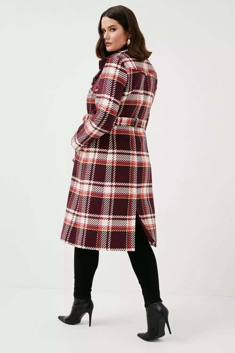 Plus size plaid trench coats on sale