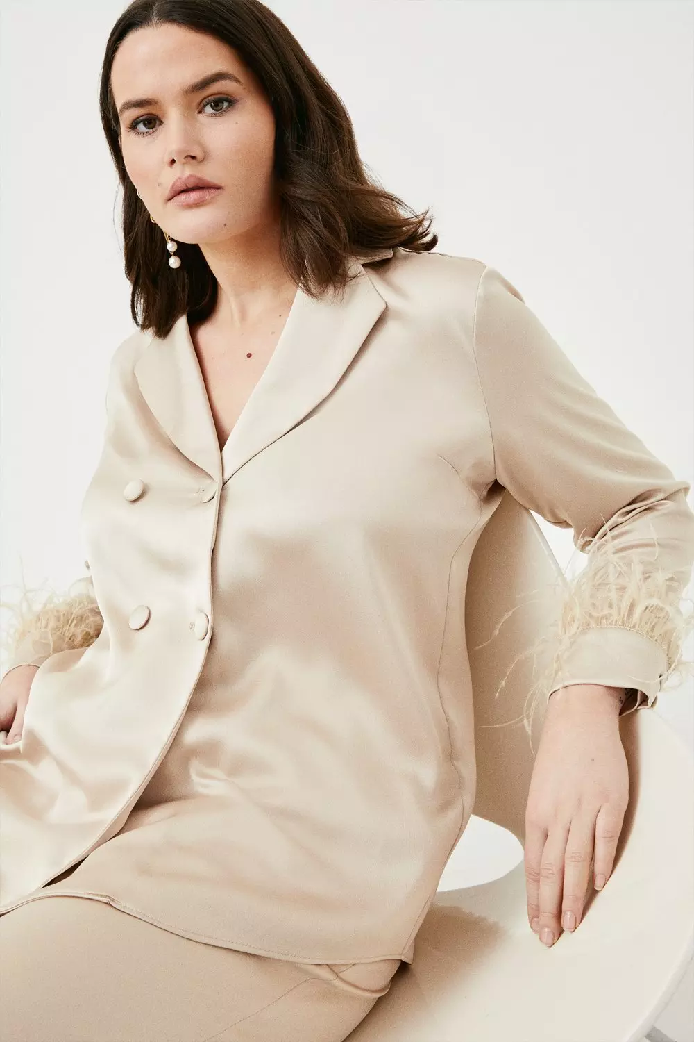 Plus size feather jacket hot sale
