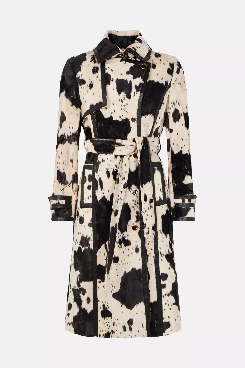 Signature Printed Ponyskin Trench Coat Karen Millen