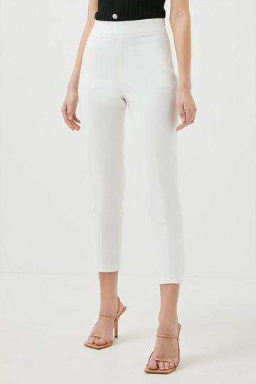 Petite Essential Techno Woven Crop Trouser ivory