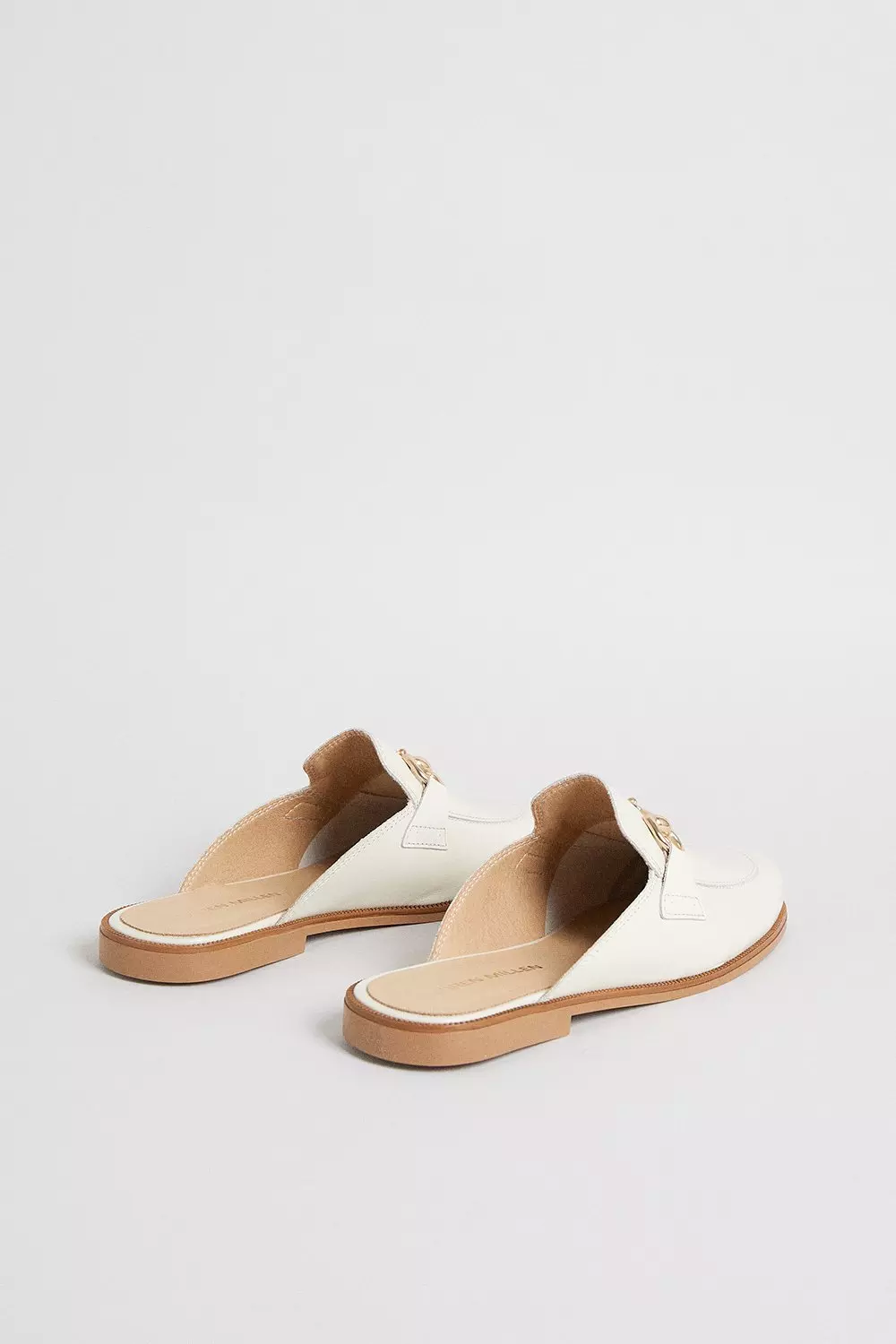 Gold Trim Detail Backless Leather Loafer Karen Millen