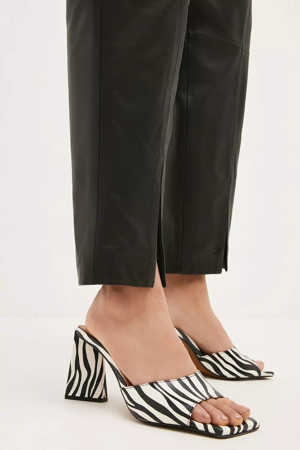 Zebra Leather Prism Heeled Mule  alternative image