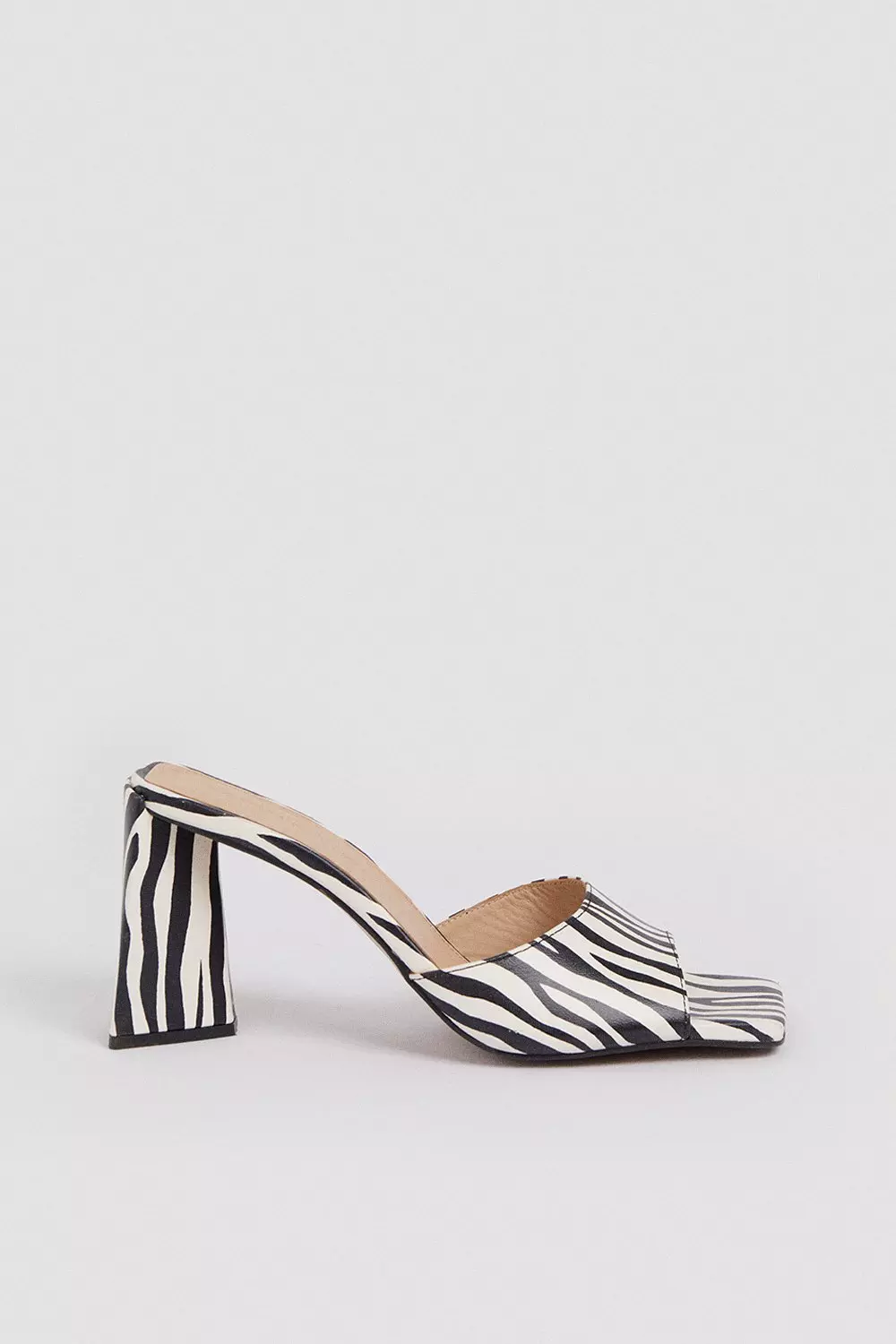 Zebra Leather Prism Heeled Mule  alternative image