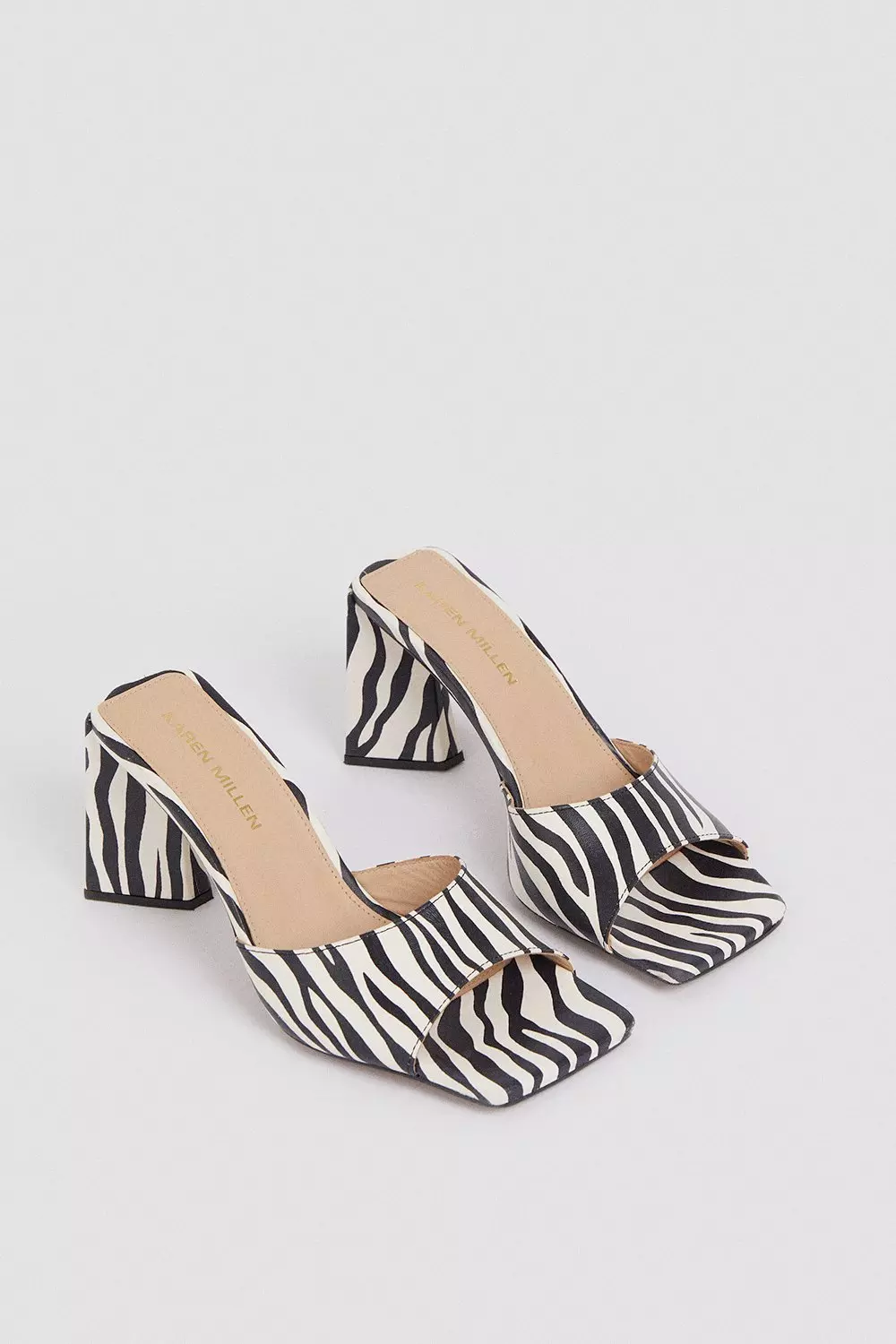 Zebra Leather Prism Heeled Mule  alternative image