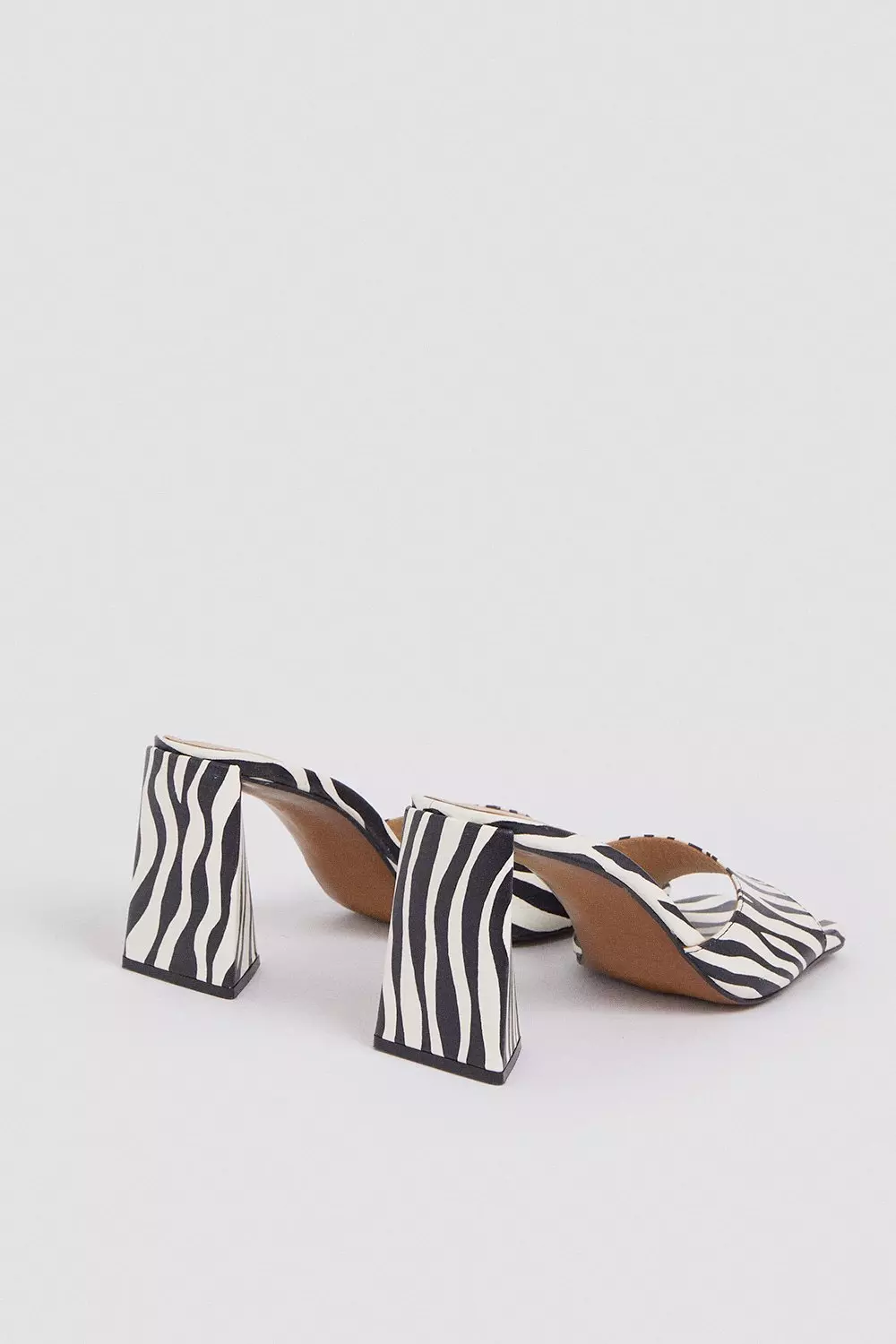 Zebra Leather Prism Heeled Mule  alternative image