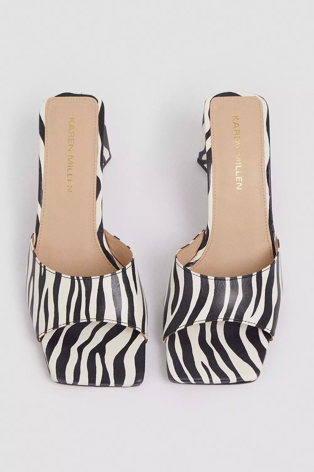 Zebra Leather Prism Heeled Mule  alternative image