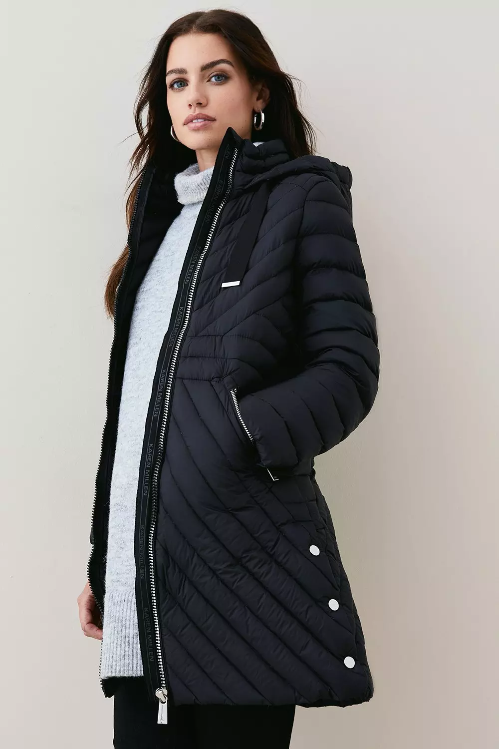 Padded black coat womens best sale