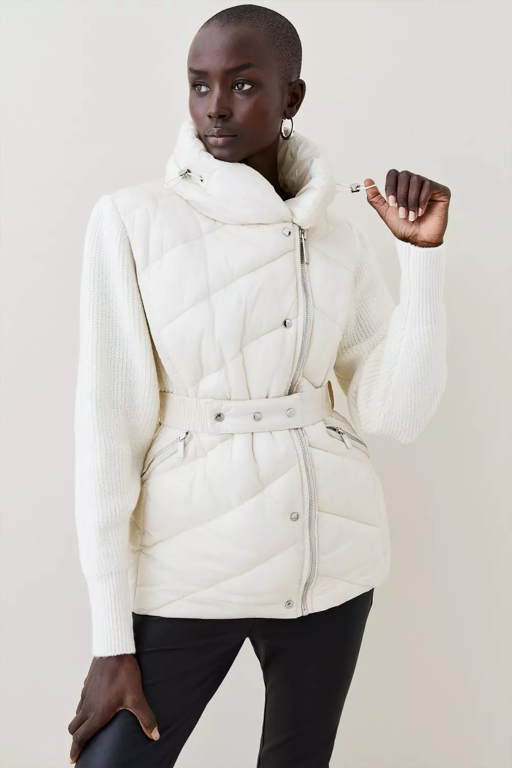 Belted winter jacket on sale