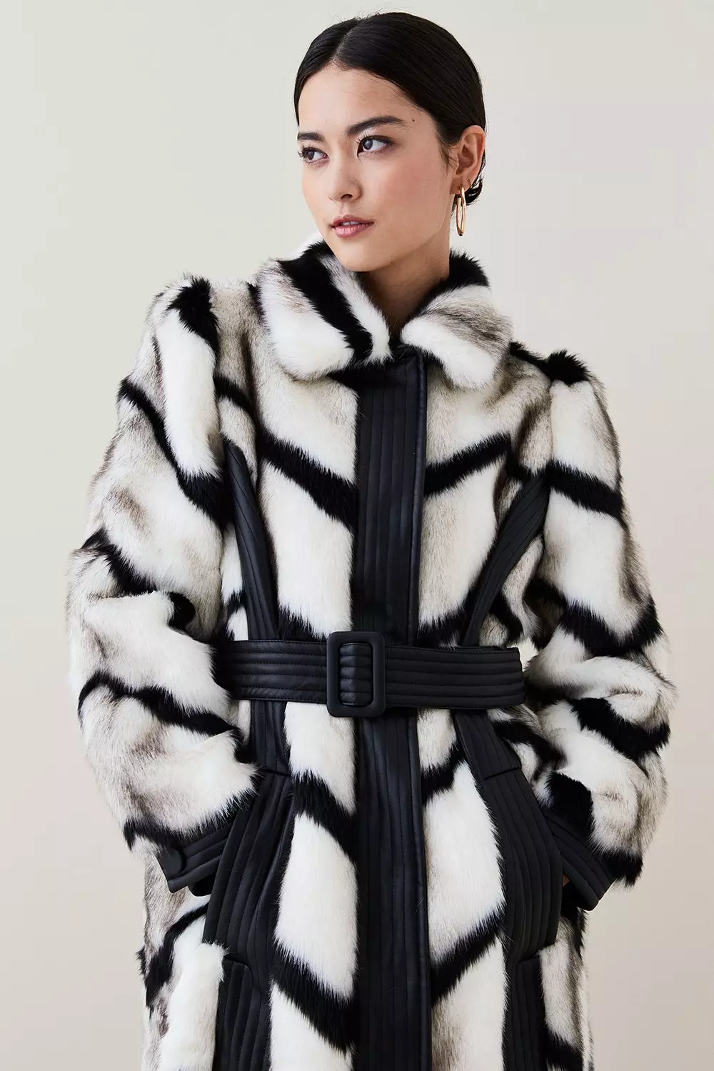 Panelled fur jacket hotsell