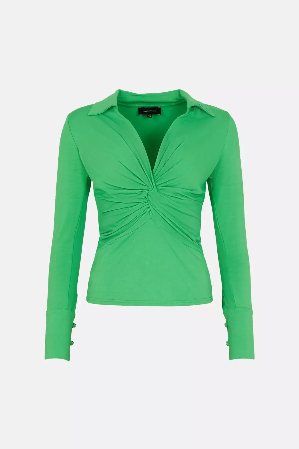 Twist Knot Collared Jersey Top | Karen Millen