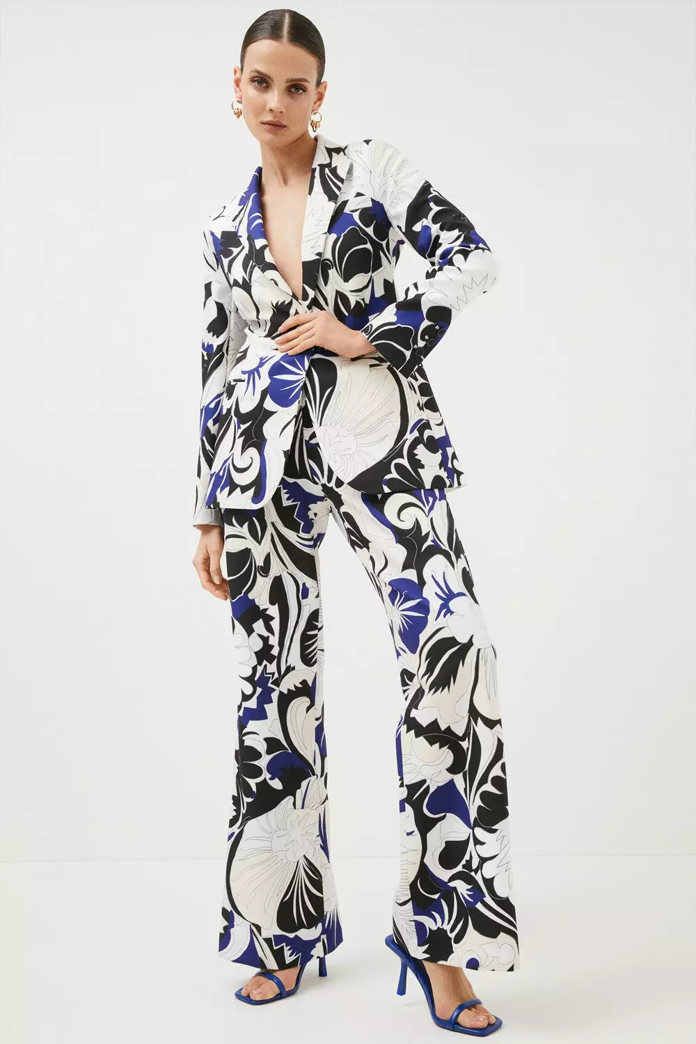 日本未入荷★Karen Millen 襟付き花柄ジャケット Abstract Floral Printed Tailored Jacket | Karen Millen