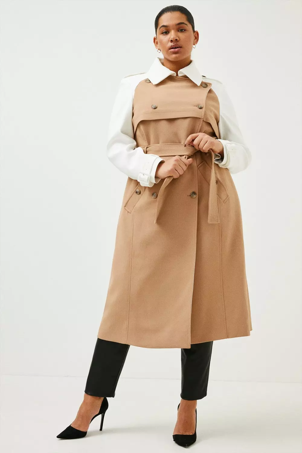 Lydia Millen Plus Size Colour Block Trench Coat Karen Millen