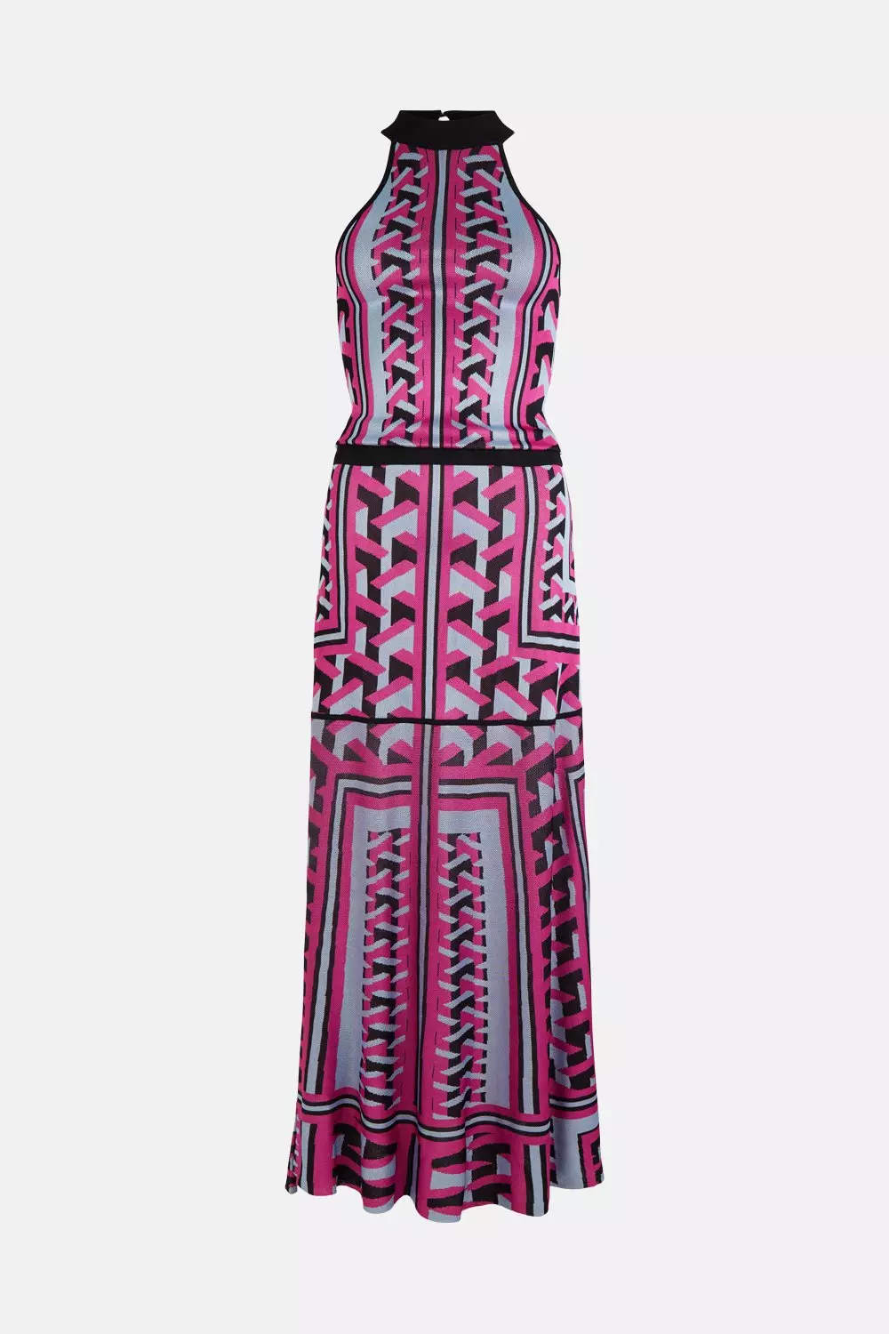 Slinky Placement Jacquard Knit Maxi Dress | Karen Millen