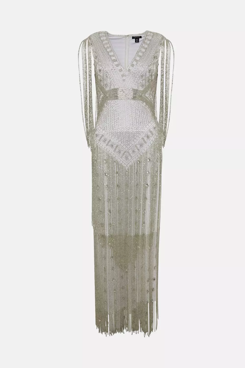 ☆KAREN MILLEN☆ クリスタル装飾 フリンジ マキシドレス Beaded Fringed Woven Maxi Dress | Karen Millen