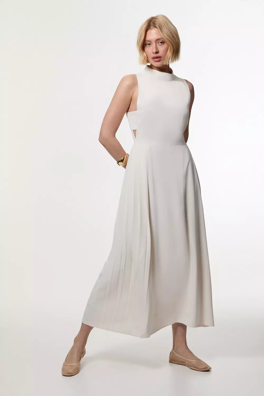 Soft Tailored Pleated Panel Midaxi Dress Karen Millen