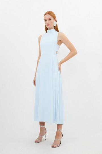 Soft Tailored Pleated Panel Maxi Dress pale blue